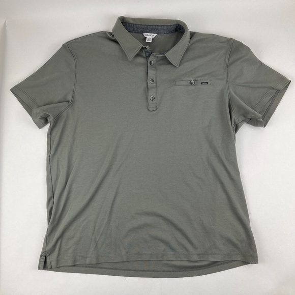 Calvin Klein Polo Mens XL Gray Short Sleeve Buttons - Picture 1 of 8